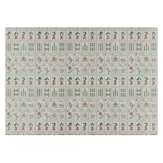 Tabla De Cortar Vidrio templado de Mahjong Tiles (Anverso)
