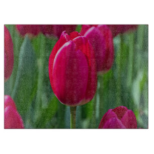 Tabla De Cortar Vidrio tulipano rosa
