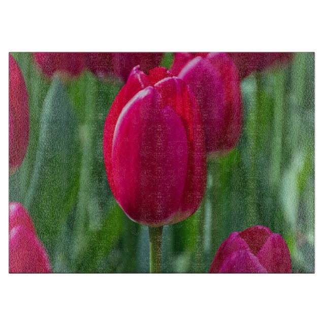 Tabla De Cortar Vidrio tulipano rosa (Anverso)