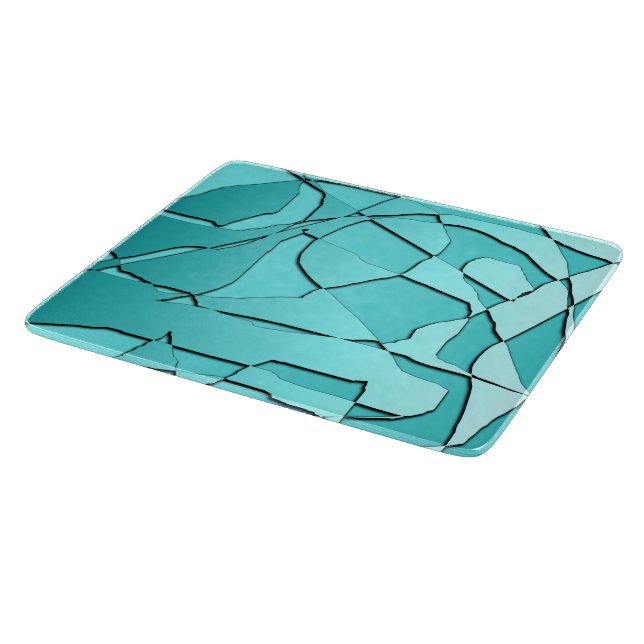 Tabla De Cortar Vidrio verde azulado de cristal quebrado (Borde)