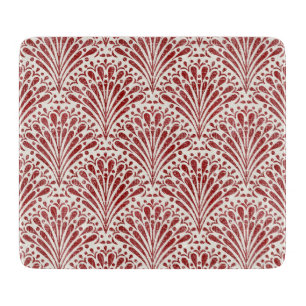 Tabla De Cortar Vieiras bohemias dibujadas a mano, rojas en crema