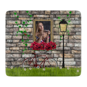 Tabla De Cortar Viejo cuento de hadas Rosas de bicicletas marco fo