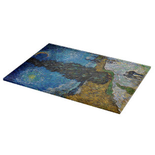 Tabla De Cortar Vincent van Gogh - Camino con ciprés y estrella