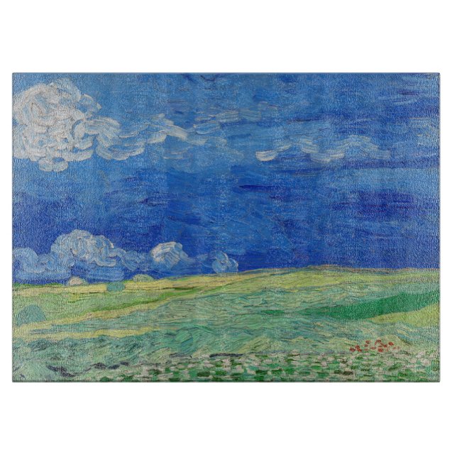 Tabla De Cortar Vincent van Gogh - Campos de trituración bajo las  (Anverso)