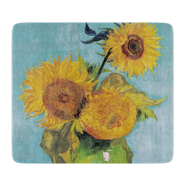 Tabla De Cortar Vincent Van Gogh - Tres girasoles en una caja (Anverso)