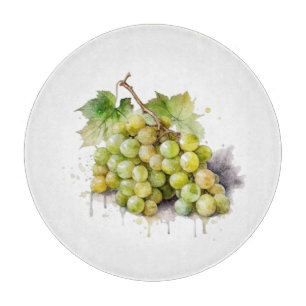 Tabla De Cortar Viñedo Acuarela Uvas