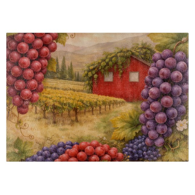 Tabla De Cortar Vineyard Grapes Cutting Board | Wine Gift (Anverso)