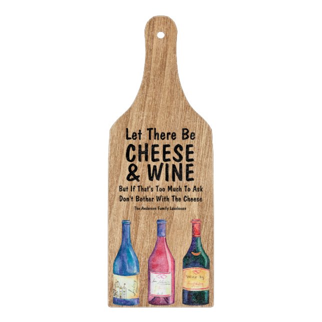 Tabla De Cortar Vino y queso personalizados divertidos (Anverso)