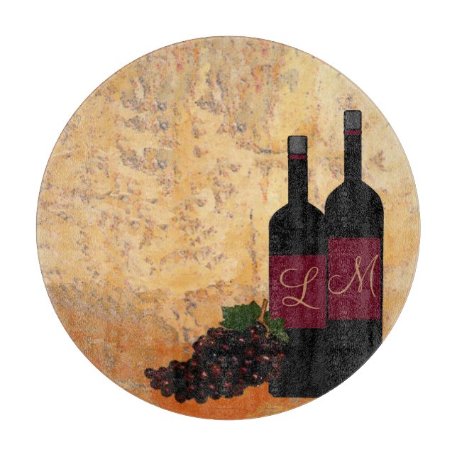 Tabla De Cortar Vino y uvas cones monograma (Anverso)