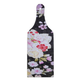 Tabla De Cortar Vintage Black White Japonesa Kimono Vidrio Floral