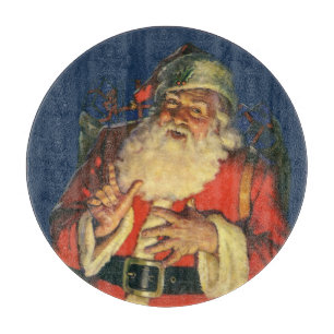 Tabla De Cortar Vintage Christmas, Jolly Santa Claus con juguetes