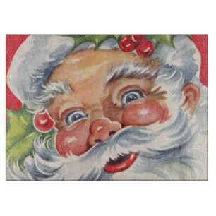 Tabla De Cortar Vintage Christmas, Jolly Santa Claus con su Gorra