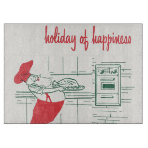Tabla De Cortar Vintage Christmas, Santa Claus Chef y Turquía