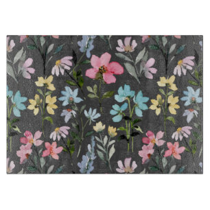 Tabla De Cortar Vintage colorido de flores de color acuático
