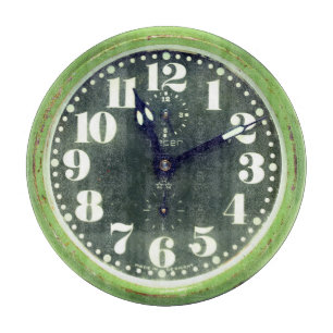 Tabla De Cortar Vintage de reloj de retro estropeado verde antiguo
