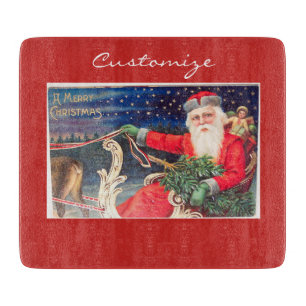 Tabla De Cortar Vintage de Santa sobre sleigh Thunder_Cove