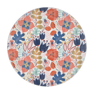 Tabla De Cortar Vintage floral brillante: estilo escandinavo.