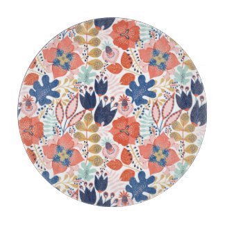 Tabla De Cortar Vintage floral brillante: estilo escandinavo.