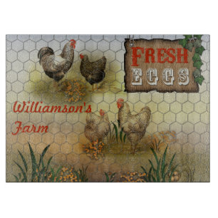 Tabla De Cortar Vintage fresco de los huevos del corral de pollo