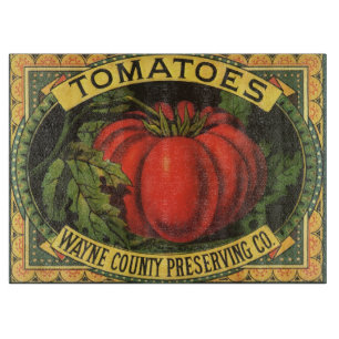 Tabla De Cortar Vintage Fruit Label Art, Wayne Co Tomates