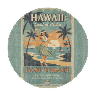 Tabla De Cortar Vintage hawaiano tierra de alohá escape al paraíso