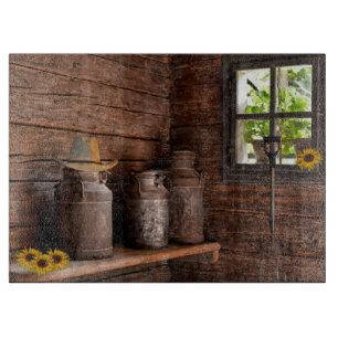 Tabla De Cortar Vintage Leche Cans