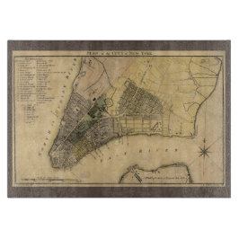 Tabla De Cortar Vintage New York City Plan, 1789, restaurado