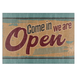Tabla De Cortar Vintage open business sign cafe garage red verde a