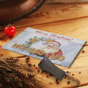 Tabla De Cortar Vintage Santa & Gingerbread Ho-Ho-Ho