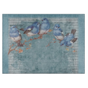 Tabla De Cortar Vintage Shabby Chic Bonito Aves Florales