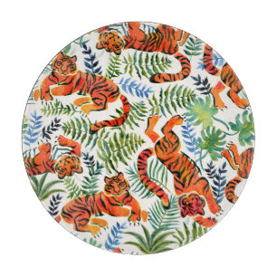 Tabla De Cortar Vintage Tiger Jungle Watercolor