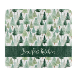 Tabla De Cortar Vintage Watercolor Winter Forest Personalizada