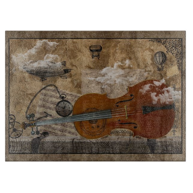 Tabla De Cortar Violoncelo de Steampunk (Anverso)