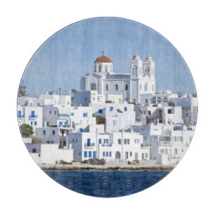 Tabla De Cortar Vista de la isla de Naoussa Village Paros