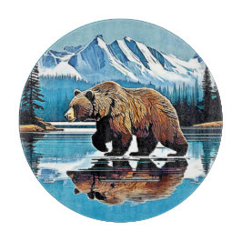 Tabla De Cortar Vista de la montaña del lago Grizzly