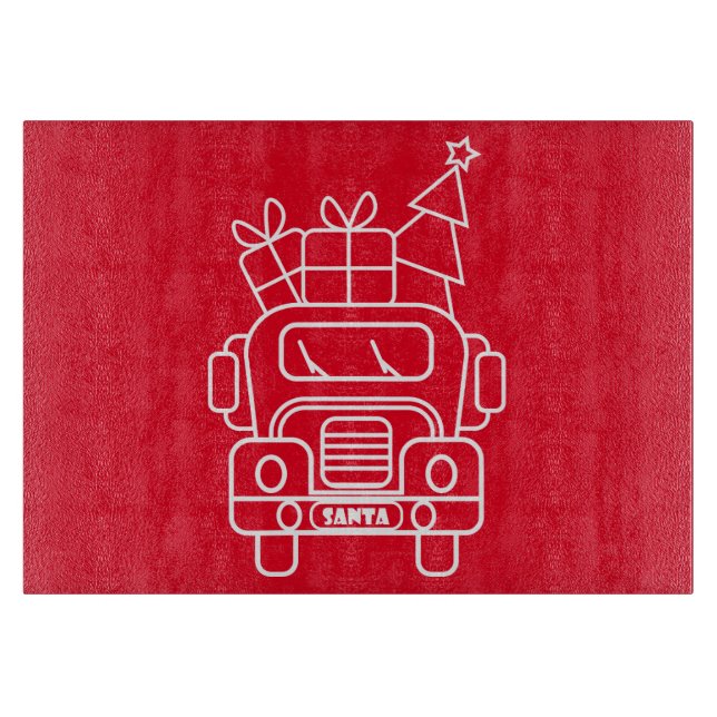 Tabla De Cortar Vista frontal del camión de Navidades de esquema (Anverso)