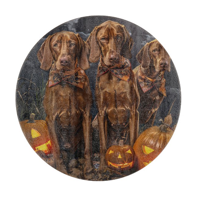 Tabla De Cortar Vizsla Halloween Espeluznante (Anverso)