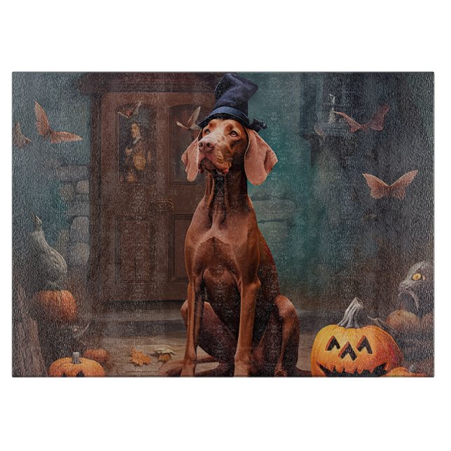 Tabla De Cortar Vizsla Pumpkins Halloween Scary (Anverso)