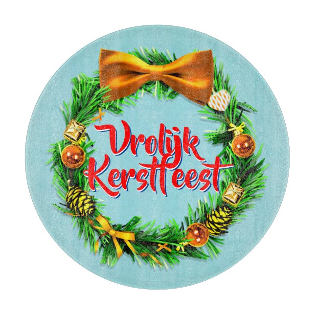 Tabla De Cortar Vrolijk Kerstfeest Holandés Feliz Navidad (Anverso)