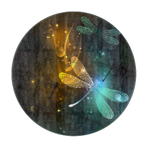 Tabla De Cortar Vuelo de libélula luminosa verde