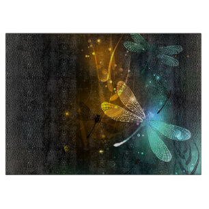 Tabla De Cortar Vuelo de libélula luminosa verde