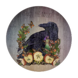 Tabla De Cortar Vuelos de Fantasía Arte de Cuervo Faery