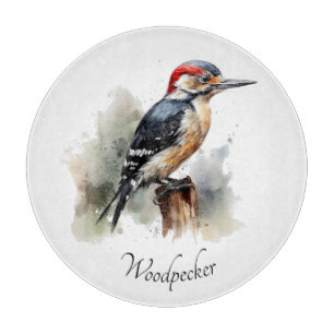 Tabla De Cortar Watercolor Woodpecker Woodland, personalizado