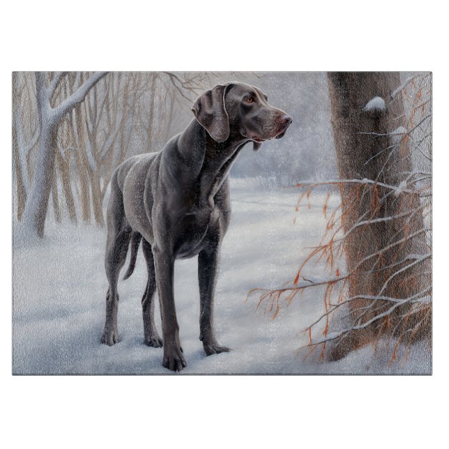Tabla De Cortar Weimaraner Deja que nieve Navidad (Anverso)