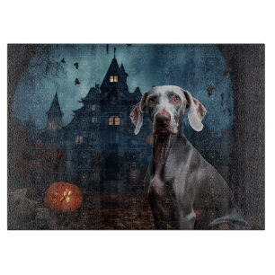 Tabla De Cortar Weimaraner Halloween Aterrador