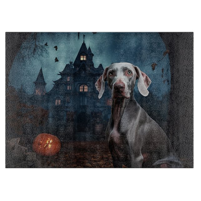 Tabla De Cortar Weimaraner Halloween Aterrador (Anverso)