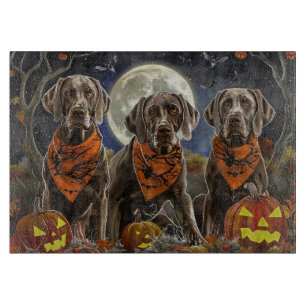 Tabla De Cortar Weimaraner Halloween Espeluznante 
