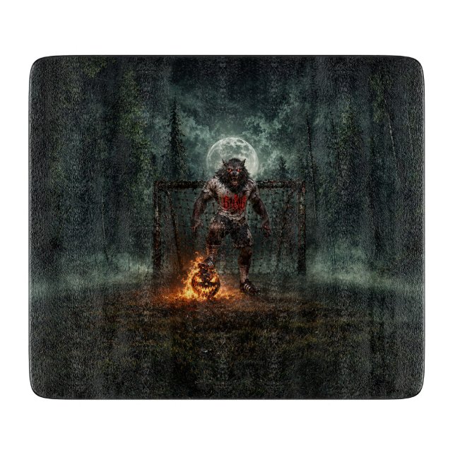 Tabla De Cortar Werewolf Soccer Player Halloween Horror Art (Anverso)