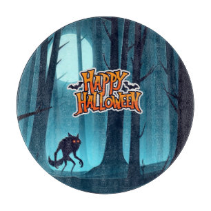 Tabla De Cortar Werewolf y calabazas de Halloween