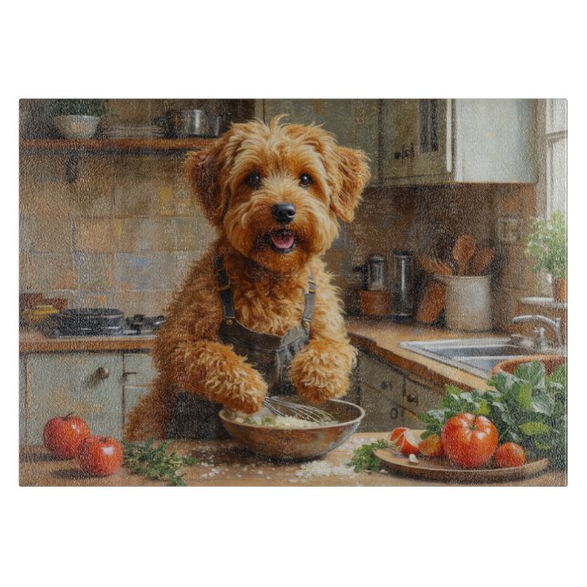 Tabla De Cortar Wheaten Terrier Cooking in Kitchen (Anverso)
